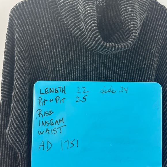 Clara Sun Woo Turtleneck Sweater Gray Black Womens Large Ribbed - Picture 7 of 7